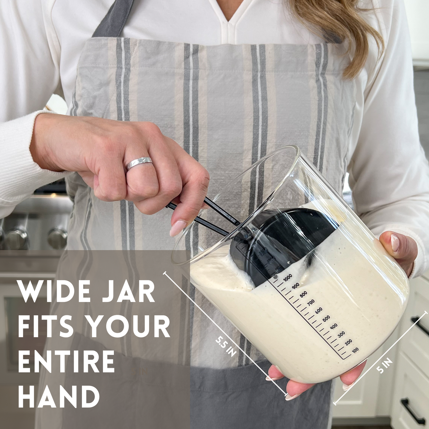 50oz Beginner-Friendly Sourdough Starter Kit with Breathable Lid – Easy Clean, Stylish Sourdough Jar with Simple Instructions