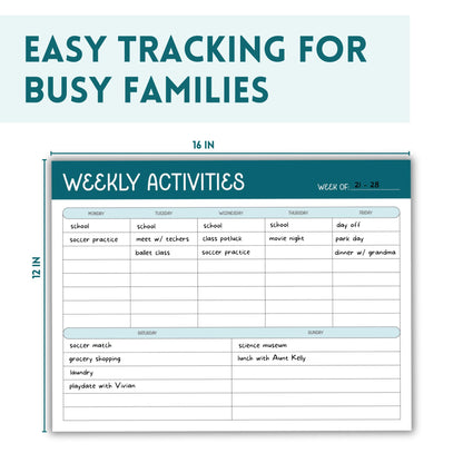 Green Magnetic Chore Chart for Multiple Kids - Flexible Magnetic Chore Board w/ 3 Markers - Weekly Chore List for the Family - Weekly Planner for Kids & Adults